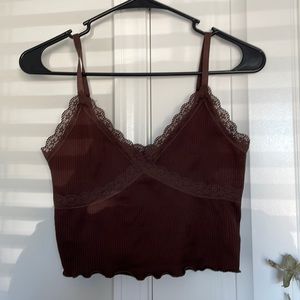 Brown crop top. Slightly used (worn once) Runs big (fits like a medium)